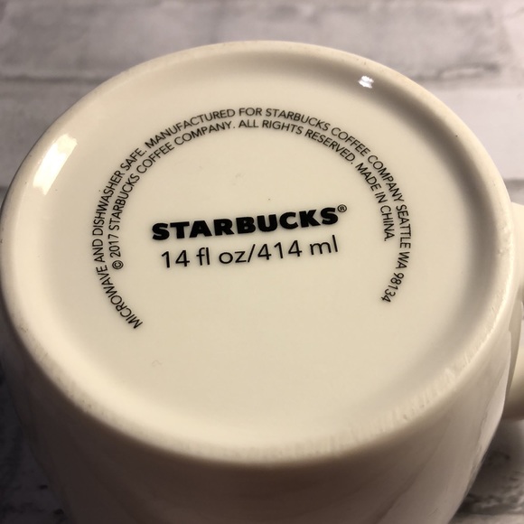 Classic 2017 white ceramic Starbucks coffee mug green siren mermaid logo 14 oz - Picture 4 of 6